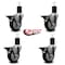 Service Caster 4'' Black Poly Swivel 1-3/4'' Expanding Stem Caster Set with Brake, 4PK SCC-EX20S414-PPUB-BLK-PLB-134-4 - alternate 3